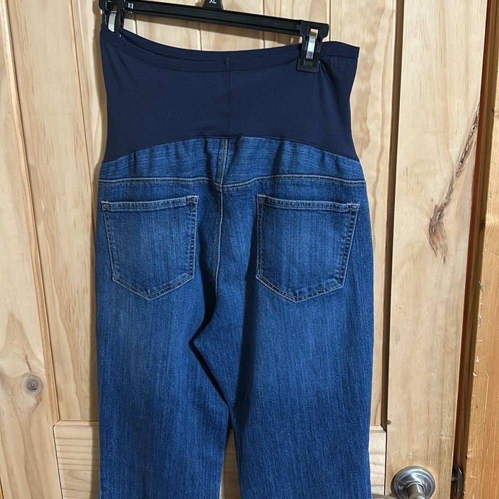 Old Navy Maternity Hello Pretty Mama Denim Jean Pant Full Stomach Belly Panel - Picture 3 of 5